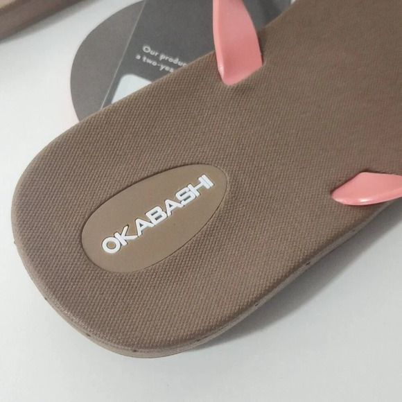 Okabashi Shoreline Toffee Brown Coral Thong Flip Flops Women Size 5 Beach Vacay - Picture 2 of 6